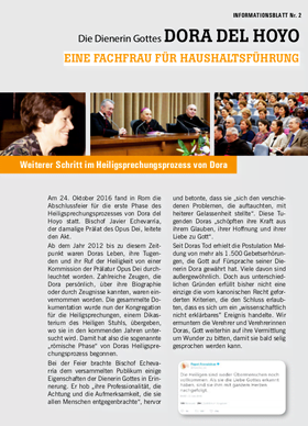 Dora del Hoyo - neues Informationsblatt über die Dienerin Gottes